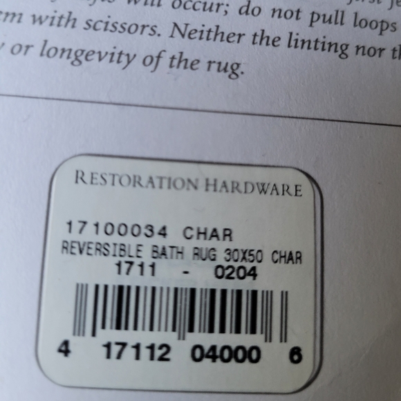 NWT Restoration Hardware reversible cotton rug Charcoal 30 50 bath bed - Picture 4 of 6